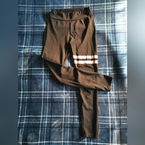 Ladies active leggings w/ stripes - Picture 1 of 3